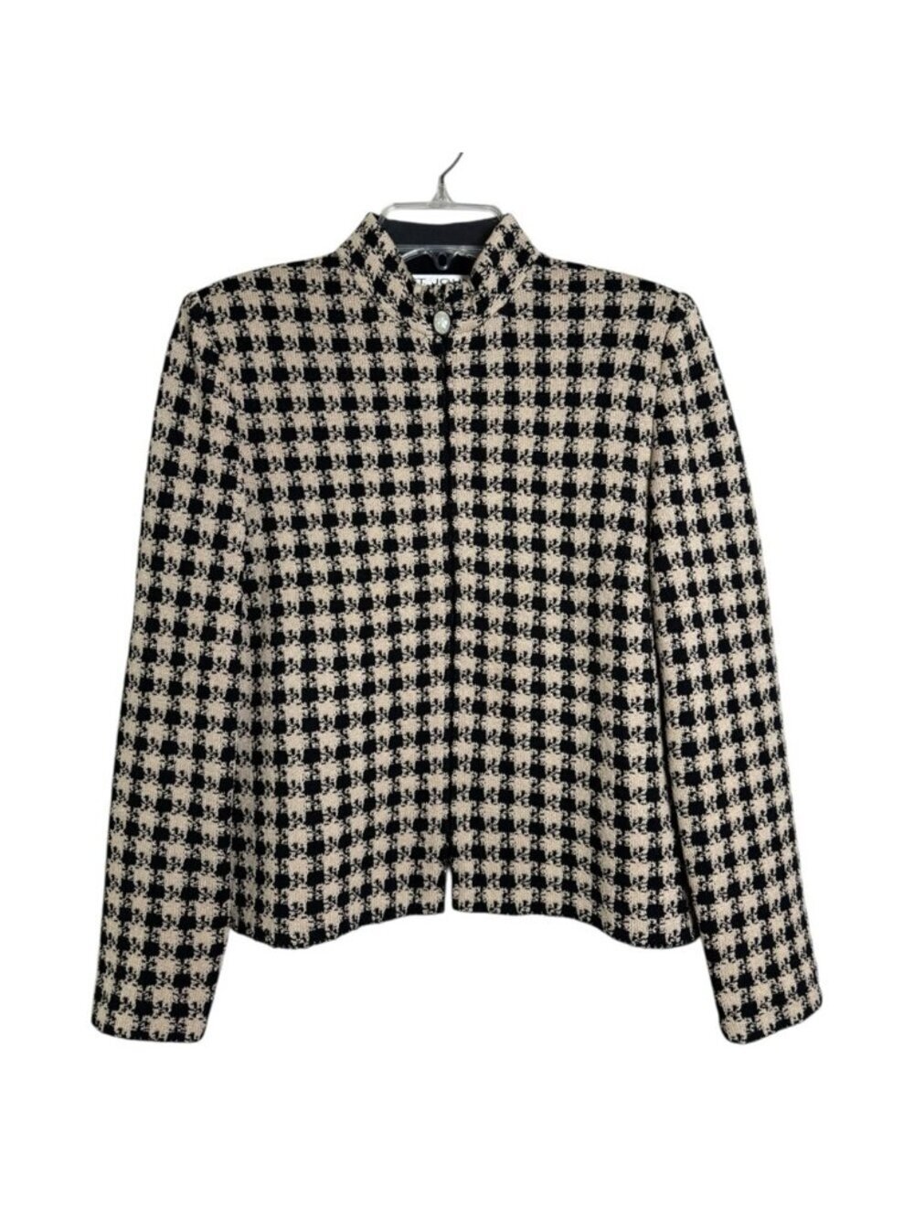 St. John Houndstooth Santana Knit Two Piece Skirt Suit Set - Jacket 4 Skirt 8 - Picture 3 of 11